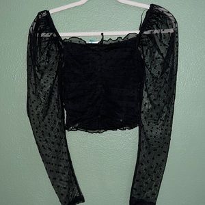 sheer polka dot longsleeve top